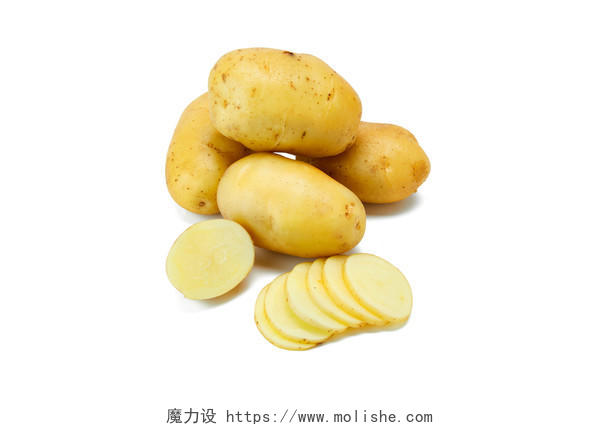 白底蔬菜四个土豆切开土豆土豆片土豆马铃薯